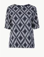 Marks & Spencer Printed Shell Top Navy Mix