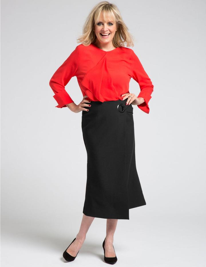 Marks & Spencer Wrap Eyelet A-line Midi Skirt Black