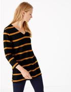 Marks & Spencer Striped 3/4 Sleeve Tunic Black Mix
