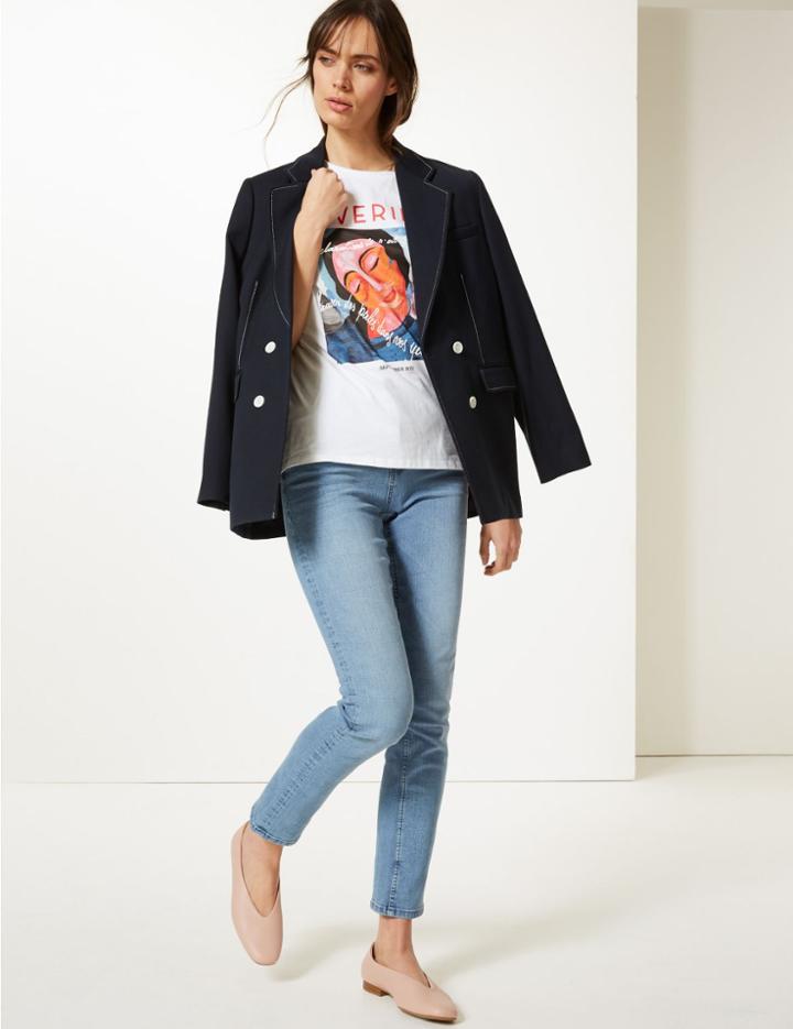 Marks & Spencer Sienna Mid Rise Straight Jeans Light Indigo