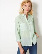 Marks & Spencer Pure Cotton Long Sleeve Shirt Mint