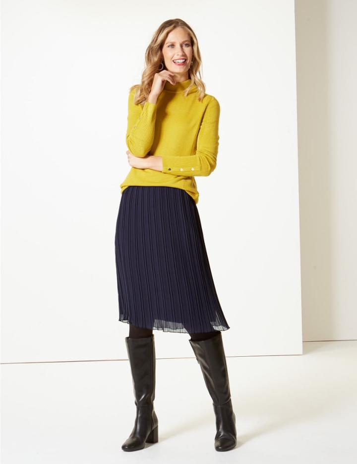 Marks & Spencer Pleated Skirt Navy