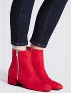 Marks & Spencer Block Heel Side Zip Ankle Boots Red