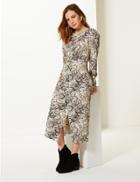 Marks & Spencer Petite Animal Print Fit & Flare Midi Dress Light Grey Mix