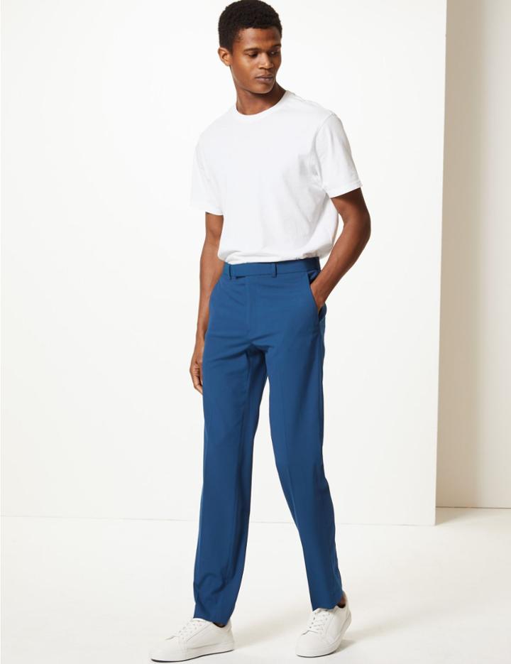 Marks & Spencer Blue Slim Fit Trousers Blue