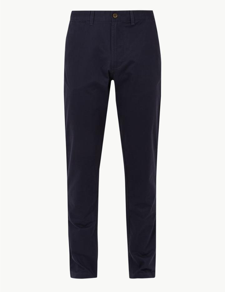 Marks & Spencer Tapered Fit Pure Cotton Chinos Navy