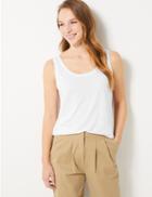 Marks & Spencer Scoop Neck Relaxed Fit Vest Top White