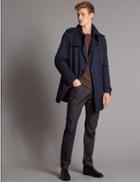 Marks & Spencer Cotton Rich Trench Coat With Stormwear&trade; Dark Navy