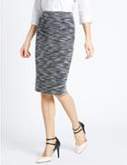 Marks & Spencer Textured Tweed Pencil Skirt Navy Mix