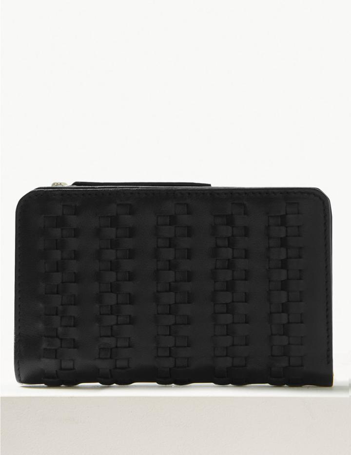 Marks & Spencer Leather Whipstitch Purse Black