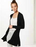 Marks & Spencer Textured Long Sleeve Longline Cardigan Black