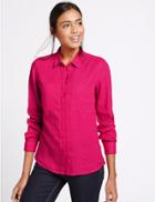 Marks & Spencer Pure Linen Long Sleeve Shirt Hot Pink