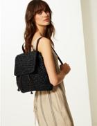 Marks & Spencer Straw Backpack Bag Black