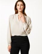 Marks & Spencer Washed Satin Relaxed Fit Blouse Champagne