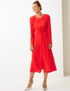 Marks & Spencer Round Neck Fit & Flare Midi Dress Bright Red