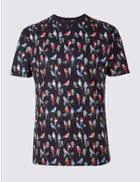 Marks & Spencer Pure Cotton Slim Fit Crew Neck T-shirt Black