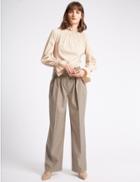 Marks & Spencer Textured Straight Leg Trousers Putty