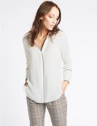 Marks & Spencer Contrasting Edge Long Sleeve Shirt Ivory