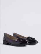 Marks & Spencer Wide Fit Leather Block Heel Tassel Loafers Black Patent