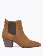 Marks & Spencer Wide Block Heel Pointed Toe Chelsea Boots Tan