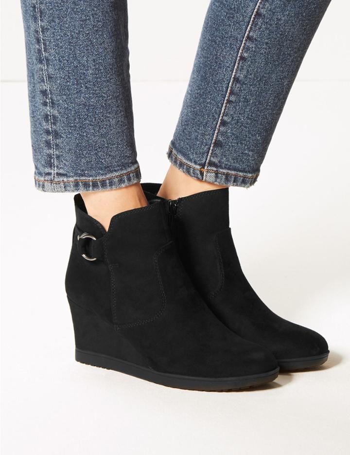 Marks & Spencer Wide Fit Wedge Heel Ankle Boots Black