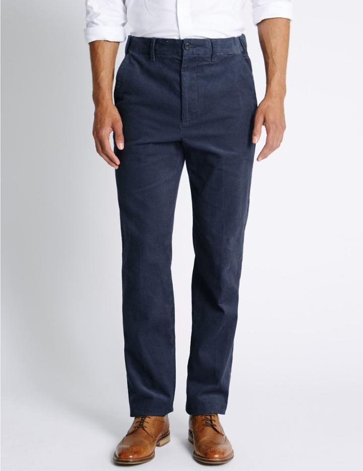 Marks & Spencer Pure Cotton Corduroy Trousers Steel Blue