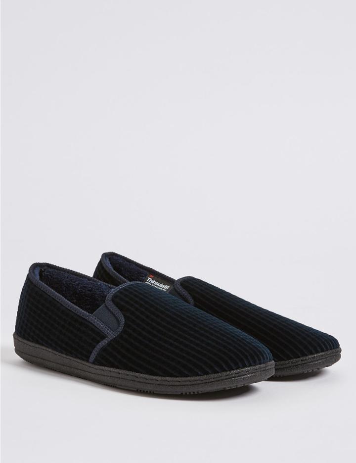 Marks & Spencer Corduroy Slippers With Freshfeet&trade; Navy