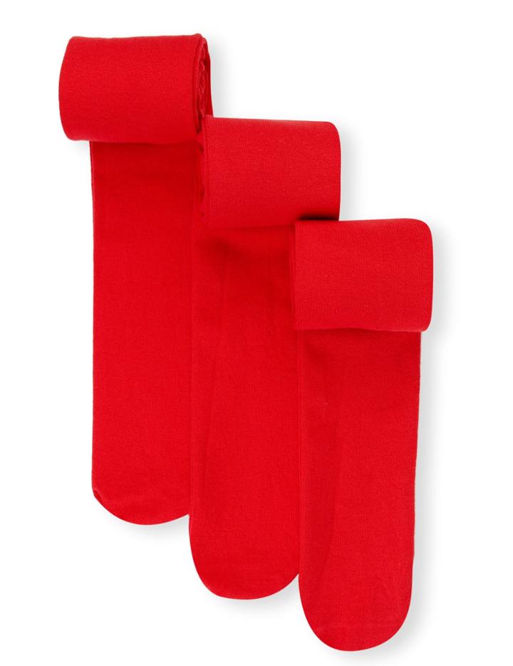 Marks & Spencer 3 Pairs Of Freshfeet&trade; Cotton Rich Body Sensor&trade; School Tights (3-14 Years) Red