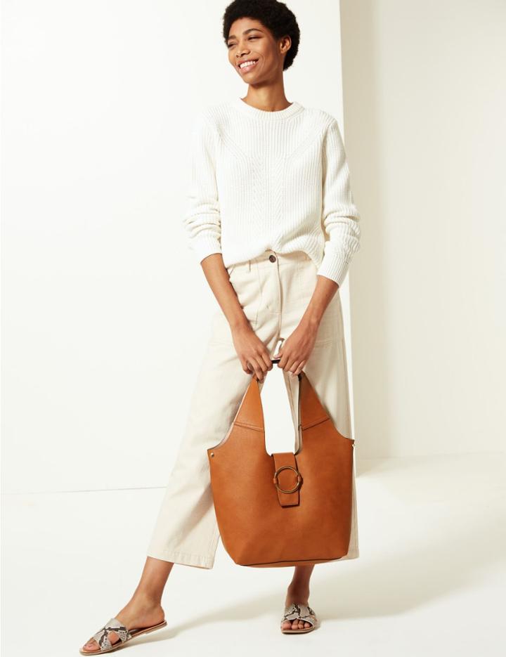 Marks & Spencer Ring Detail Hobo Bag Tan
