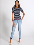 Marks & Spencer Drop Hem High Rise Skinny Leg Jeans Pale Blue