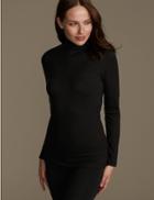 Marks & Spencer Heatgen&trade; Thermal Long Sleeve Polo Neck Top Black