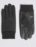 Marks & Spencer Leather And Wool Rich Gloves Charcoal
