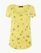 Marks & Spencer Pure Cotton Floral Print T-shirt Yellow Mix