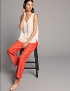 Marks & Spencer Linen Rich Ankle Grazer Straight Trousers Flame