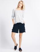 Marks & Spencer Cotton Blend Striped Shorts Navy Mix