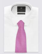 Marks & Spencer Pure Silk Geometric Print Tie Bright Pink Mix