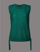 Marks & Spencer Tie Side Round Neck Jumper Bright Green