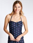 Marks & Spencer Spotted Tankini Top Navy Mix