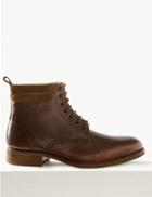 Marks & Spencer Leather Lace-up Chukka Boots Burgundy
