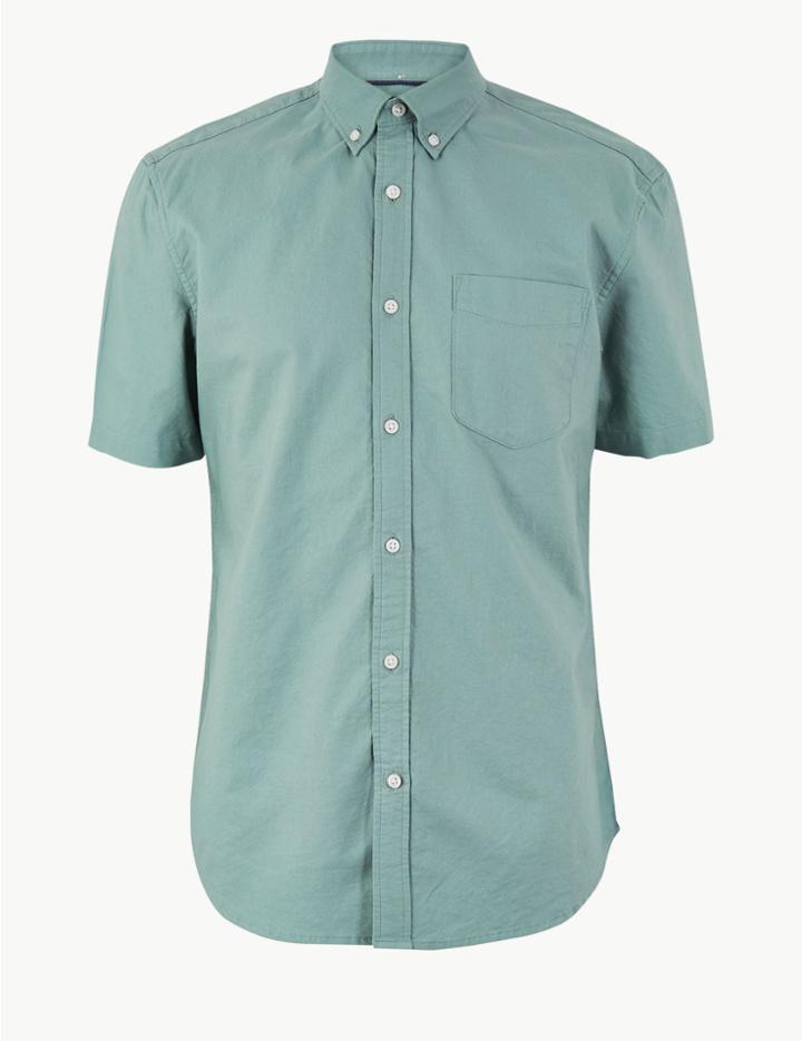 Marks & Spencer Pure Cotton Oxford Shirt Sage