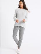 Marks & Spencer Velour Ribbed Cuff Joggers Grey Marl