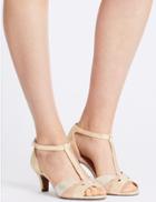 Marks & Spencer Wide Fit Suede Stiletto Sandals Metallic