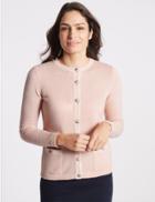 Marks & Spencer Wool Blend Textured 2 Pocket Cardigan Blush Pink