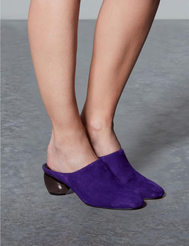 Marks & Spencer Suede Round Heel Mule Shoes Purple