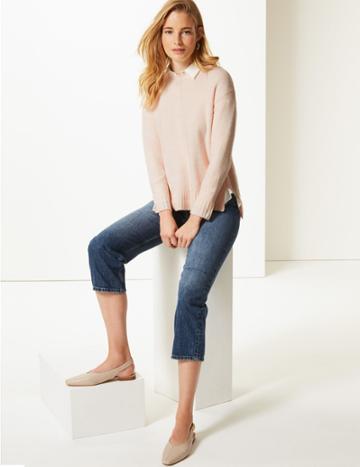 Marks & Spencer Relaxed Supersoft Round Neck Jumper Light Pink