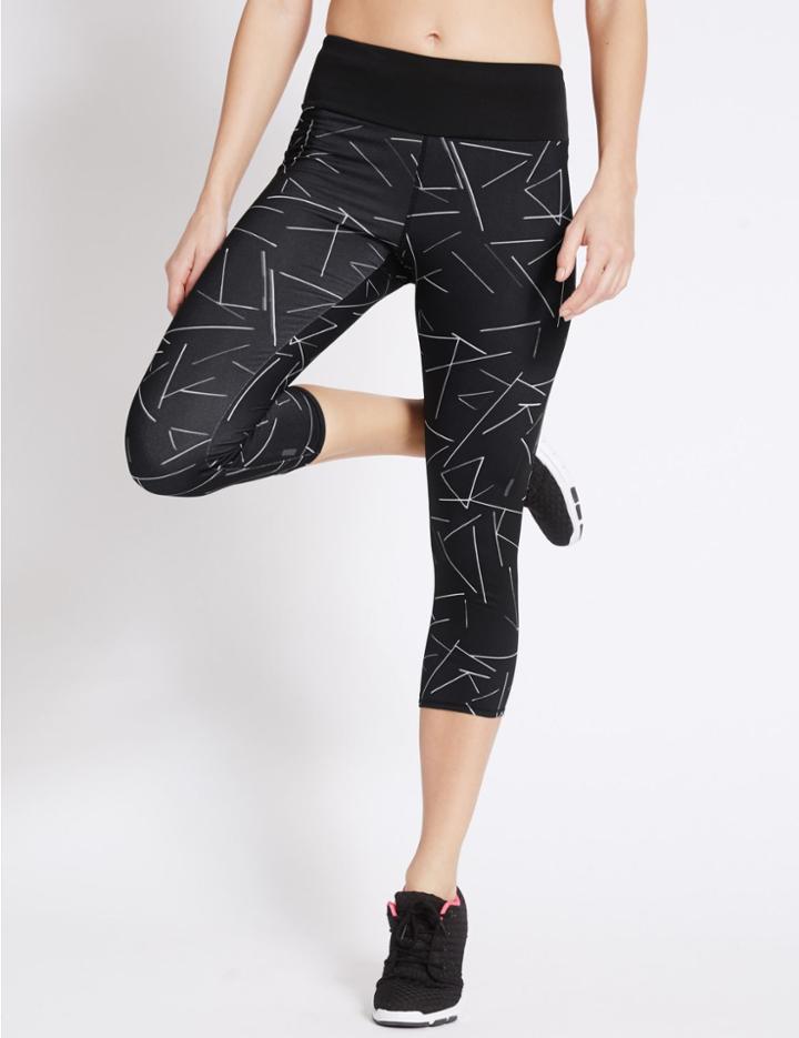 Marks & Spencer Strobe Print Cropped Leggings Black/white