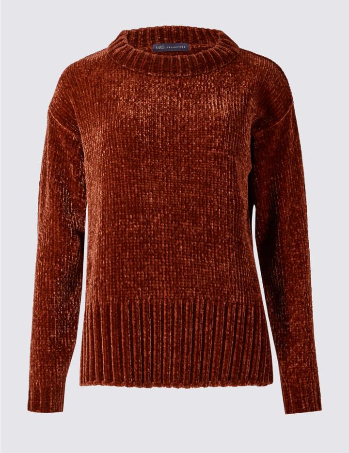 Marks & Spencer Chenille Round Neck Jumper Sienna
