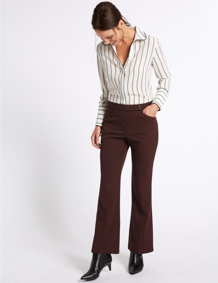 Marks & Spencer Slim Bootcut Trousers Dark Chestnut