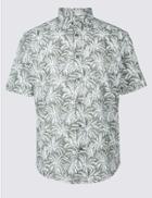Marks & Spencer Pure Cotton Printed Shirt Khaki