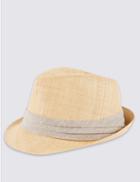 Marks & Spencer Cut & Sew Straw Trilby Hat Natural